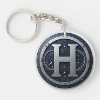 ⚙️ Steampunk Metal H Gauge Dial Badge 🔑 Key Ring