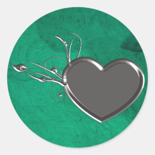 Steampunk Metal Heart Classic Round Sticker