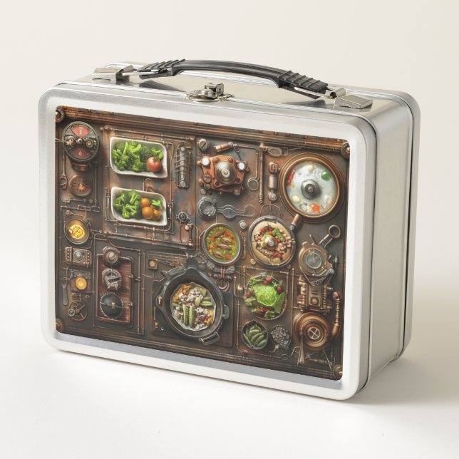 Steampunk  metal lunch box (Front)
