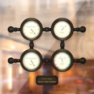 Steampunk Metres & Gauges Customisable Plaque Window Cling