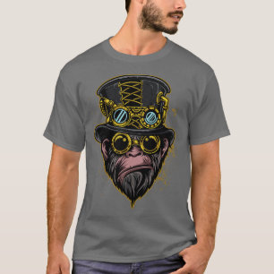Steampunk Monkey Illustration T-Shirt