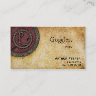 Steampunk Monogram Antique Claret P Business Card