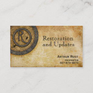 Steampunk Monogram Antique R Business Card