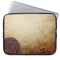 Steampunk Monogrammed R Electronics Bag Port Wine
