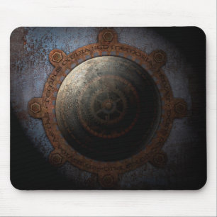 Steampunk Moon Clock Time Metal Gears Mouse Mat