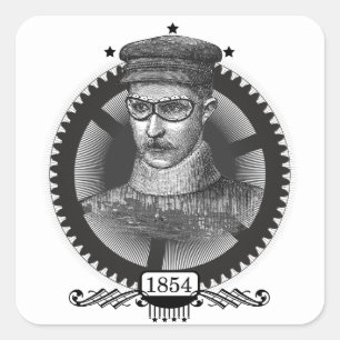 Steampunk Motorist Square Sticker