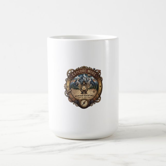 Steampunk Mountain Badge with Lantern & Map  Coffee Mug (Center)