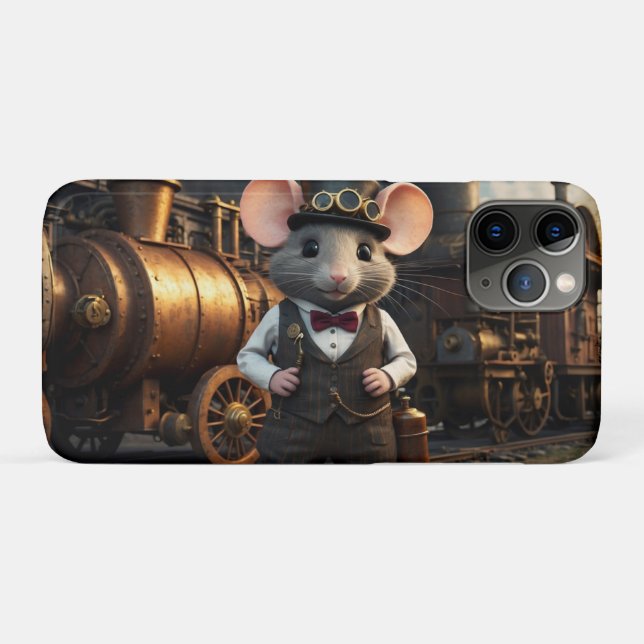 Steampunk Mouse and Train Case-Mate iPhone Case (Back (Horizontal))