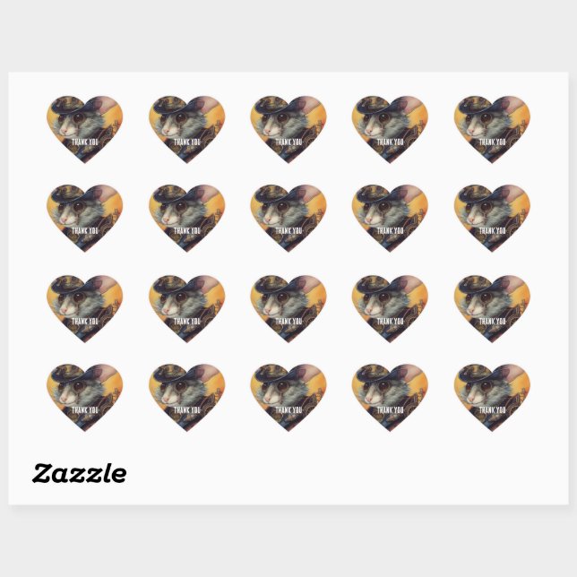 Steampunk Mouse Captain Cheddarwhisk Heart Sticker (Sheet)