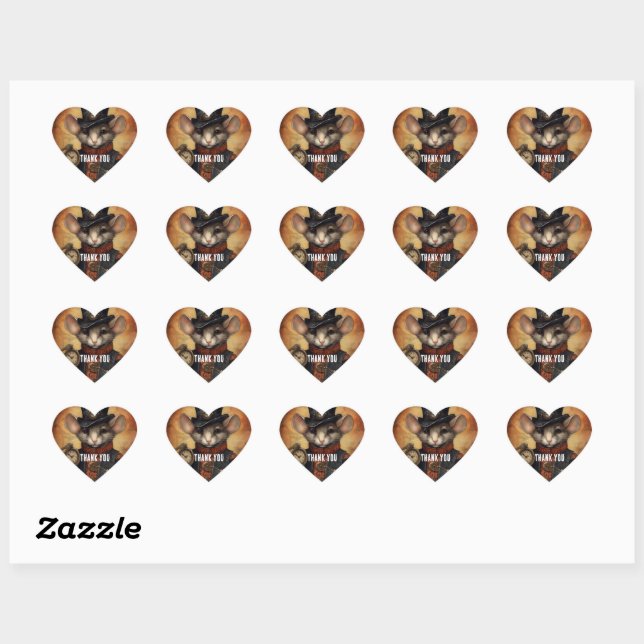 Steampunk Mouse Captain Fuzzypaws Heart Sticker (Sheet)