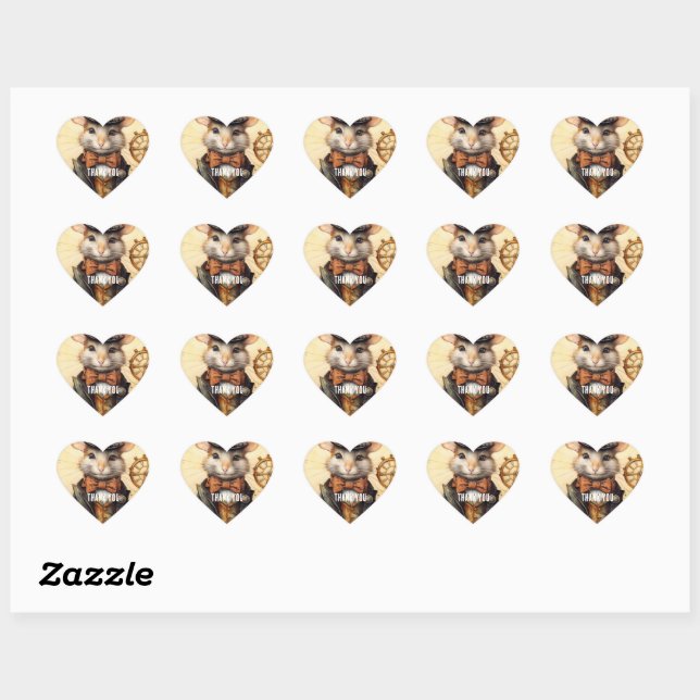 Steampunk Mouse Captain Goudawhisk Heart Sticker (Sheet)