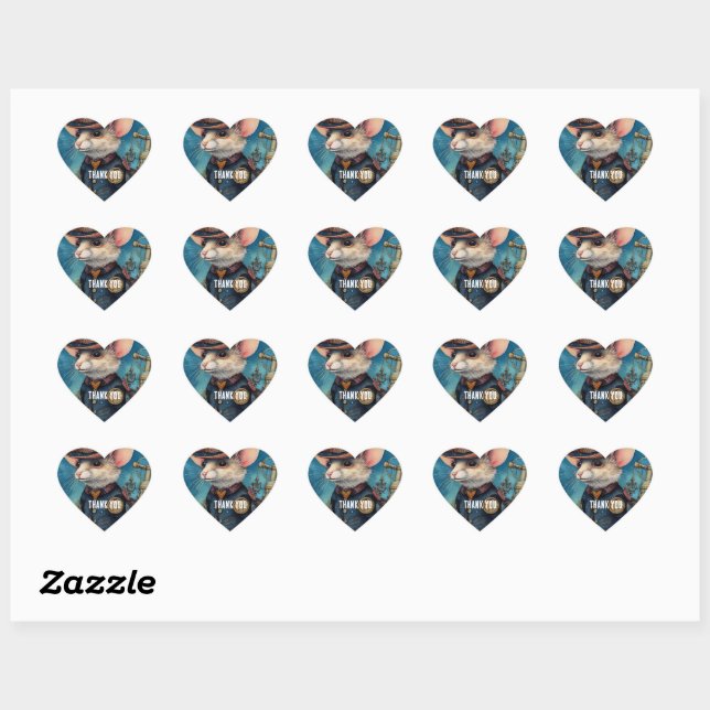 Steampunk Mouse Captain Pippin Heart Sticker (Sheet)