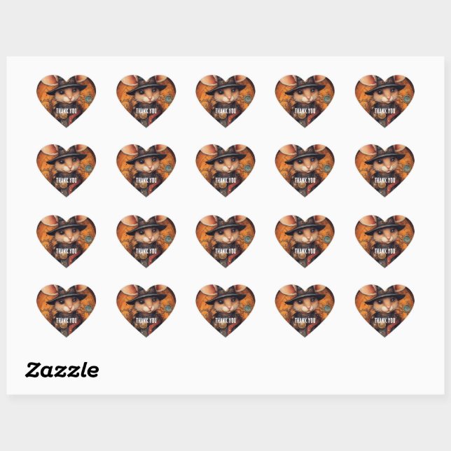 Steampunk Mouse Captain Popperwaddle Heart Sticker (Sheet)