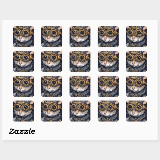 Steampunk Mouse Captain Sprinkle Square Sticker (Sheet)