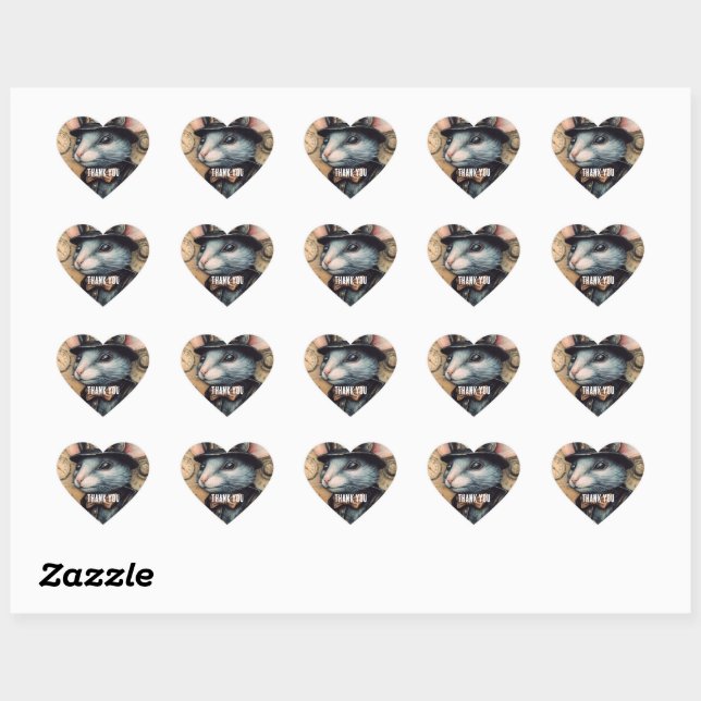 Steampunk Mouse Captain Squeakleton Heart Sticker (Sheet)