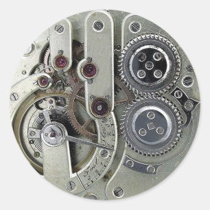 Steampunk moving parts Sticker silver
