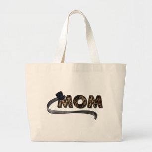 Steampunk Mum Gears and Top Hat Large Tote Bag