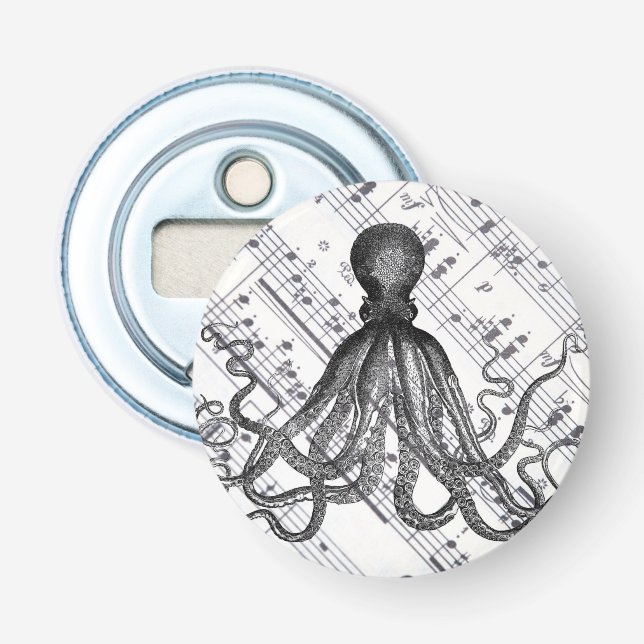 steampunk music nautical marine vintage octopus bottle opener (Front)
