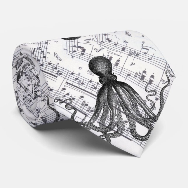 steampunk music nautical marine vintage octopus tie (Rolled)