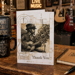 Steampunk Musician Vintage Musician Mechanical Art Thank You Card