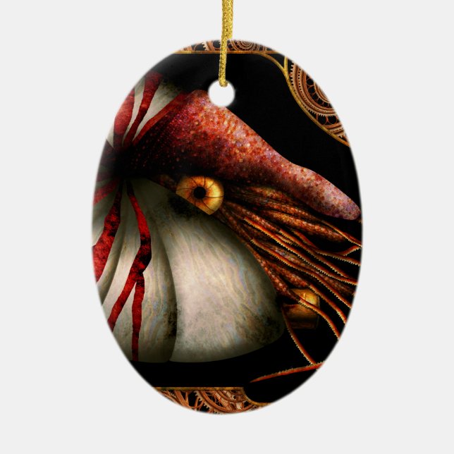 Steampunk - Nautilus - Coming out of your shell Ceramic Tree Decoration (Front)