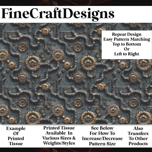 Steampunk Network Of Gears & Pipes BL8 Decoupage Tissue Paper (Creator Uploaded)