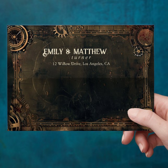 Steampunk Noir Affair Wedding  Envelope (Hand)
