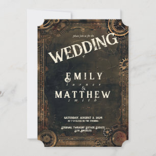 Steampunk Noir Affair Wedding Invitation