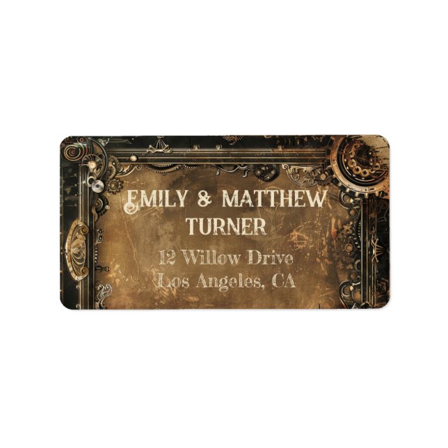 Steampunk Noir Affair Wedding Label (Front)