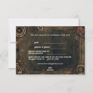 Steampunk Noir Affair Wedding RSVP Card