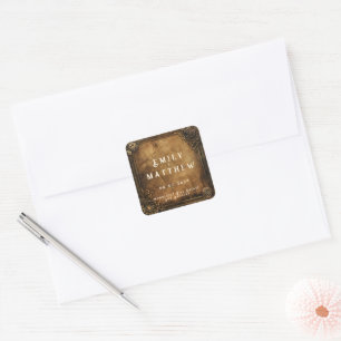 Steampunk Noir Affair Wedding Square Sticker