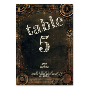Steampunk Noir Affair Wedding Table Number