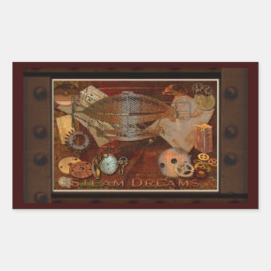 Steampunk Nostalgic Victorian Collage Art Rectangular Sticker
