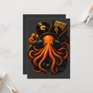 Steampunk Octopus Art Print – Musical Vintage Illu Invitation
