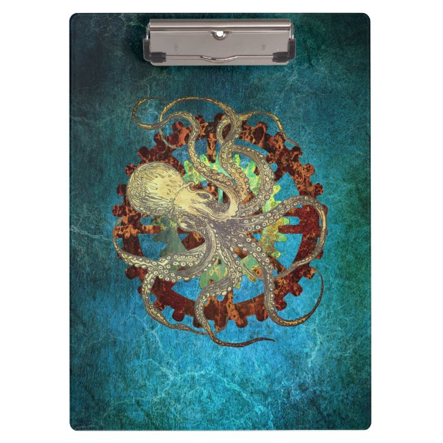 Steampunk Octopus & Clockwork Gears   Clipboard (Front)