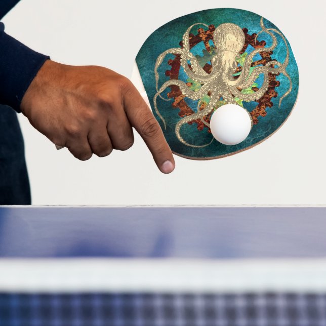 Steampunk Octopus & Clockwork  Ping Pong Paddle (Insitu)