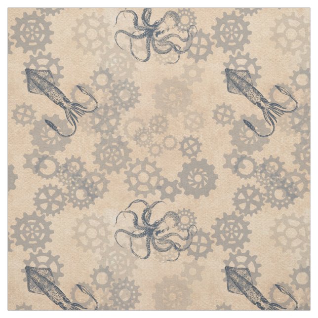Steampunk Octopus Fabric (Swatch)