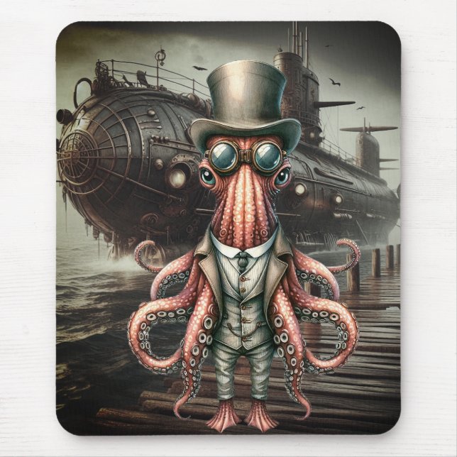 Steampunk Octopus  Mouse Mat (Front)