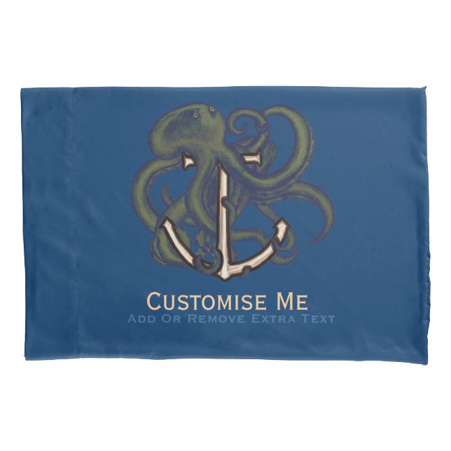 Steampunk Octopus Over Anchor Pillowcase (Front)