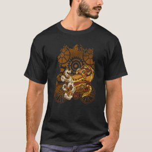 Steampunk Octopus Riding Bicycle Ocean Kraken Bike T-Shirt