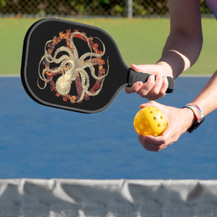 Steampunk Octopus & Rusty Clockwork Gear Pickleball Paddle