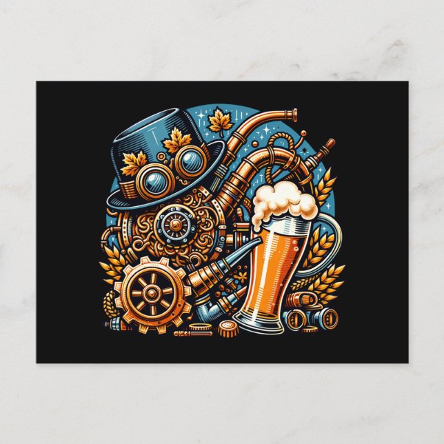 Steampunk Oktoberfest Postcard (Front)
