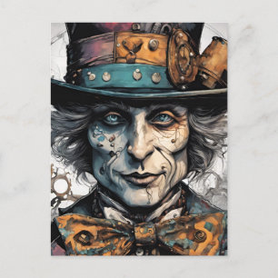 Steampunk Old Man Watercolor Postcard