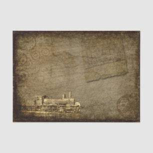 Steampunk Old Train Locomotive Industrial Vintage Tissue Paper