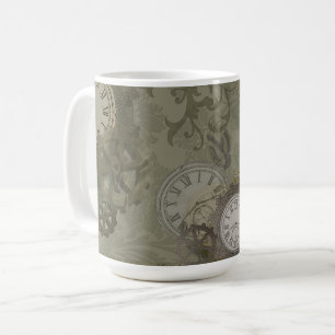 Steampunk olive green print mug