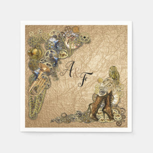 Steampunk on Gold leather Napkins