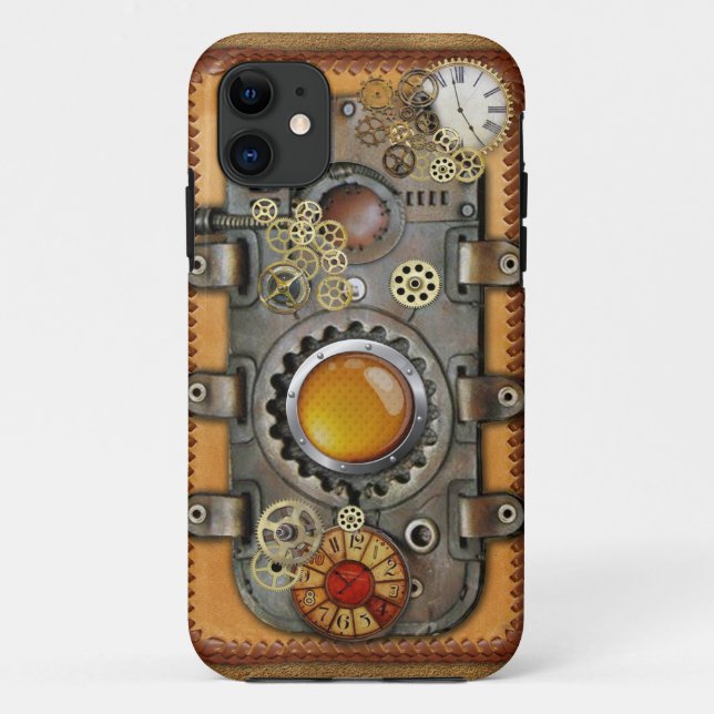 Steampunk on Leather Case-Mate iPhone Case (Back)