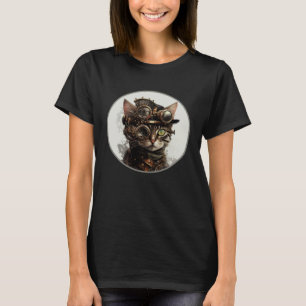 Steampunk One Eye Cat Retro Scifi Mechanical Gear T-Shirt