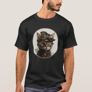 Steampunk One Eye Cat Retro Scifi Mechanical Gear T-Shirt