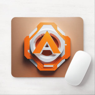 Steampunk Orange 3D Letter A Gear Mouse Pad